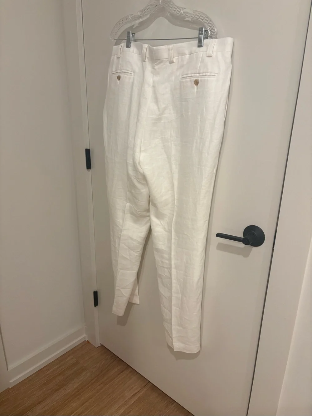 Lauren Ralph Lauren White 100% Linen Trouser Pants Beach Wedding Resort 40 x 32